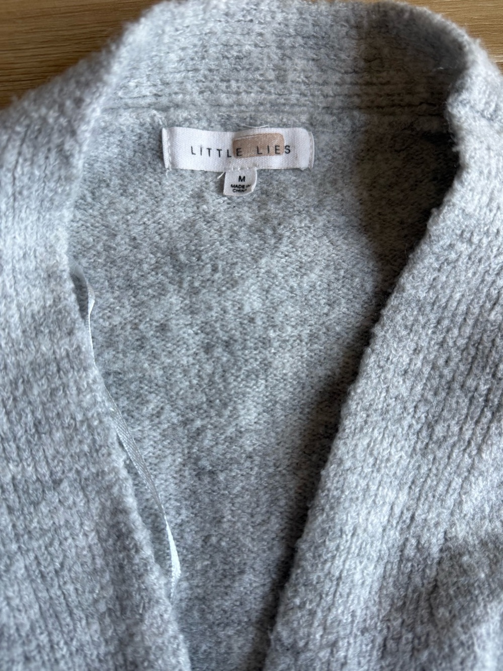 Little Lies Light Gray Women's Wrap Cardigan Sweater - Picture 3 of 8